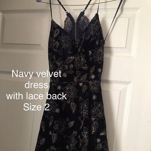Navy blue mini dress.